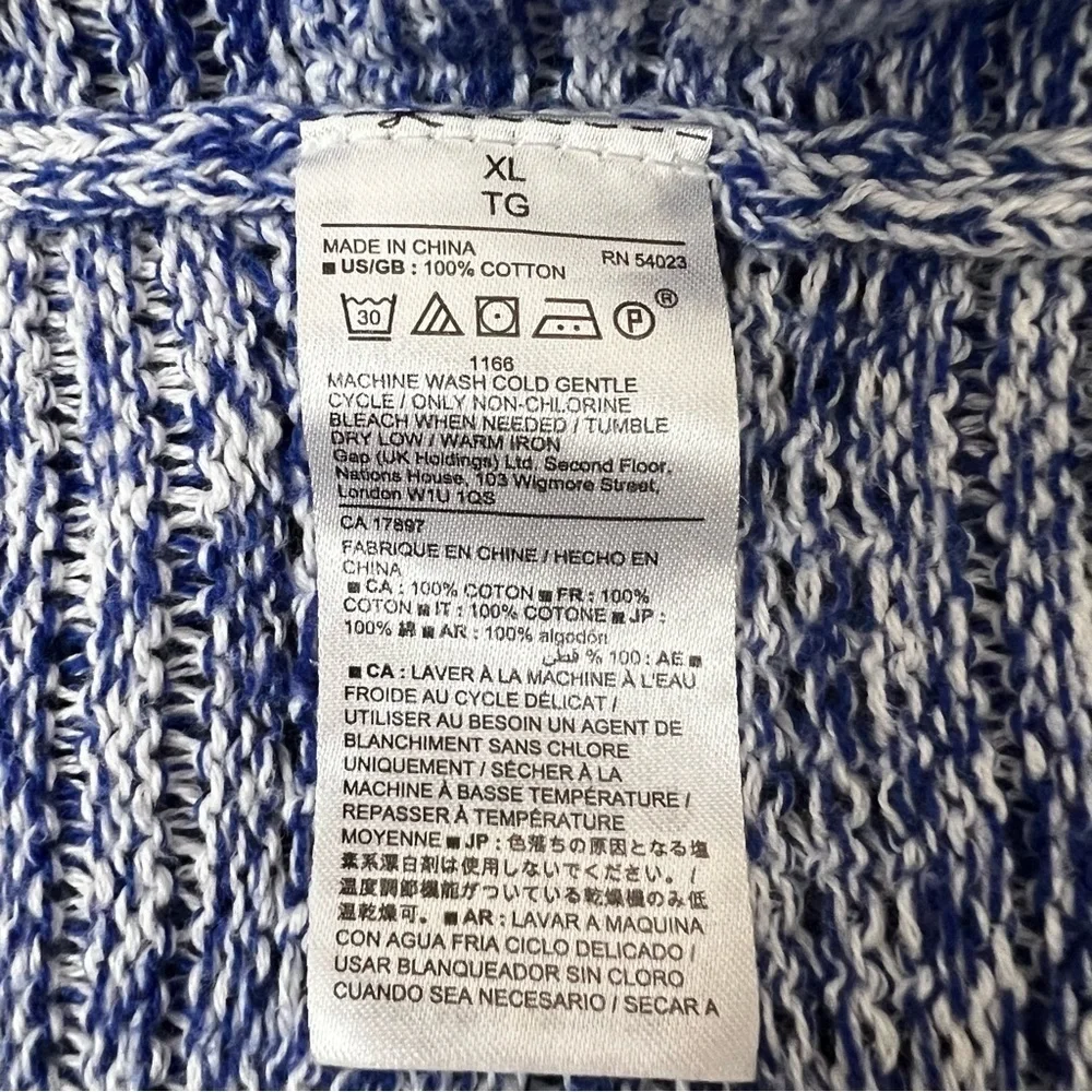 GAP Women's Marled Sleeveless Sweater Crew Neck Size XL Blue White 100% cotton - Picture 6 of 6